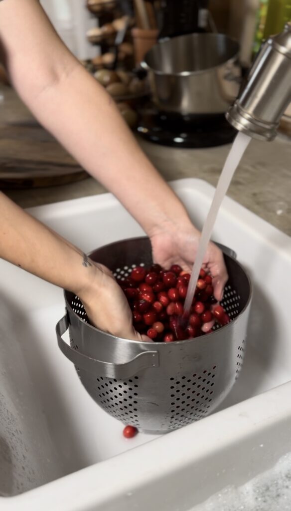 washing cranberries 